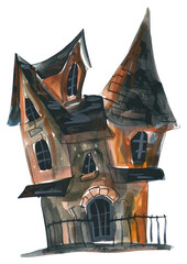 Poster - Spooky haunted house illustration