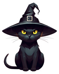 Poster - PNG Black cat witch hat animal mammal.