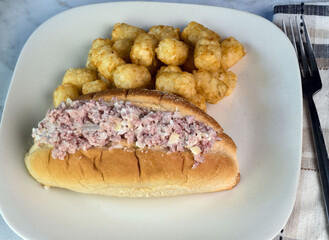 Wall Mural - spam salad  sub  with tater tots