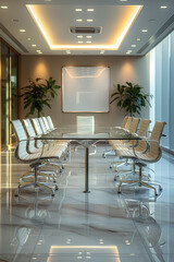 Wall Mural - Modern conference room with empty chairs and whiteboard