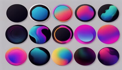 Wall Mural - shapes covers Fluid gradients gradient vivid background banner neon banners color Dynamic black brochures set isolated liquid soft Colorful Abstract Vector Circle bright template