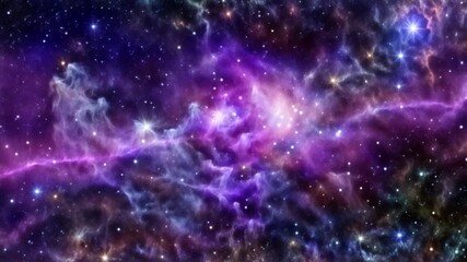 Wall Mural - animation of energy dynamic abstract space footage with cosmic scene with nebula, cloud of dust and 