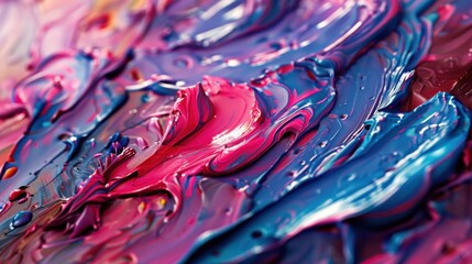 Poster - Thick oil paint forming colorful swirls on canvas.