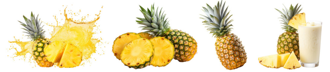 Sticker - fresh pineapple png cut out element set