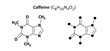 © MarkRademaker - Coffee, caffeine chemical structure, C8H10N4O2. Structural formulas cell, cells molecules membranes atom atomic. Balance coffee concept. Line pattern. Caffain formula molecule. Atom concept.