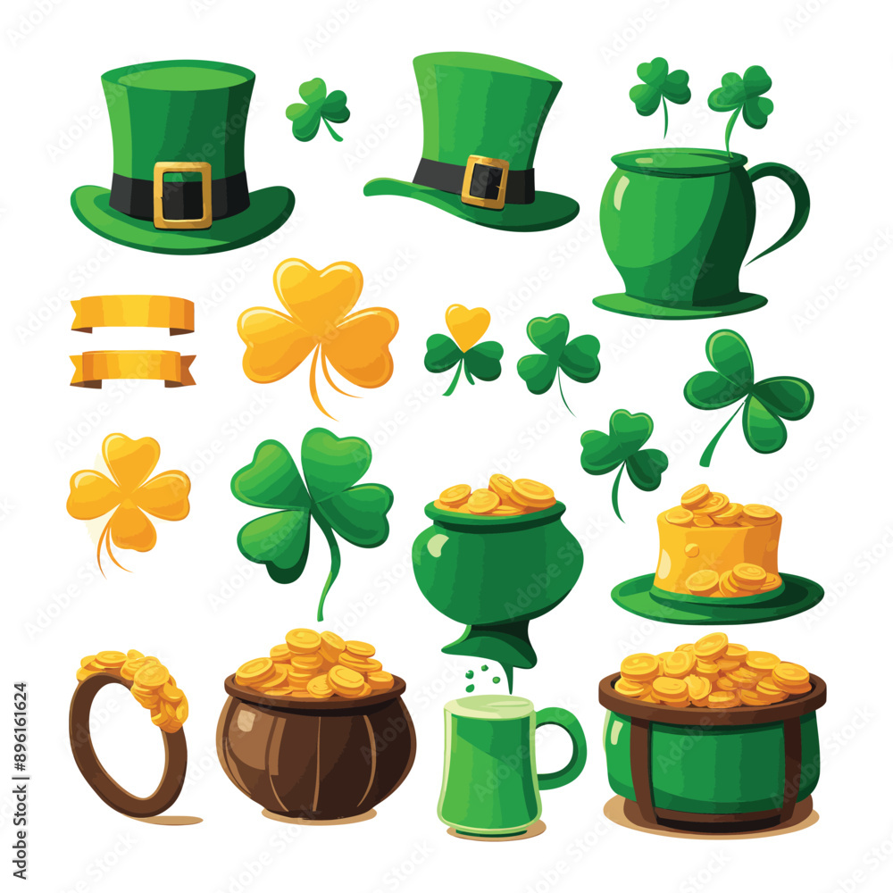 St Patricks day vector illustration icon elements symbols Stock Vector ...