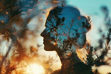 Sticker - A woman's face peeking out from behind tree branches