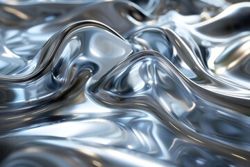 Shiny silver fabric with a wave pattern on it