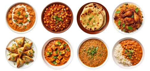 Wall Mural - Authentic Indian cuisine png cut out element set