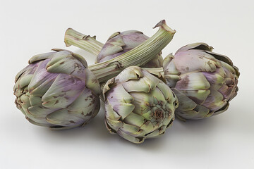 Whole Artichoke hearts vegetable on a white background