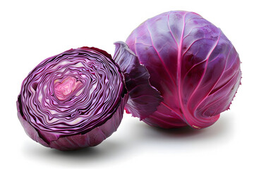 Whole Red cabbage vegetable on a white background