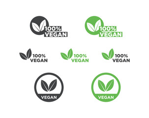 Vegan icon set on white background