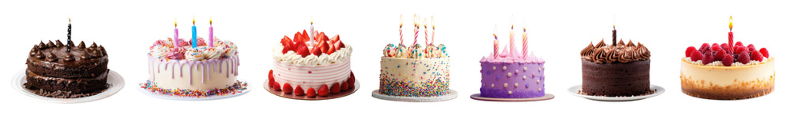 Poster - Birthday cake png cut out element set