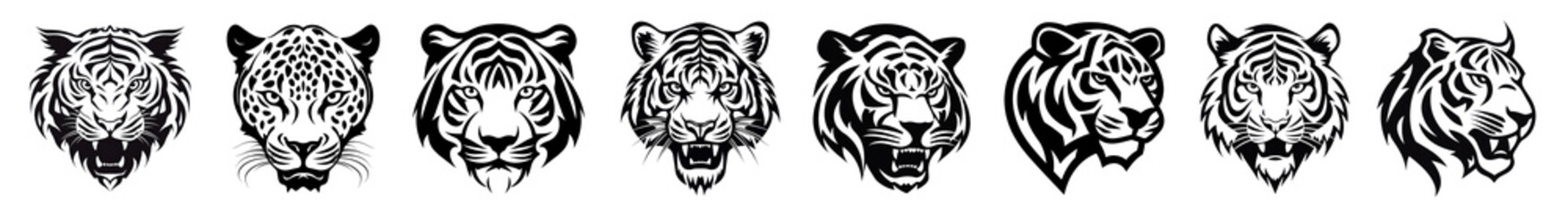 tiger head png cut out element set