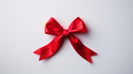 Sticker - A red ribbon bow is on a white background