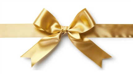 Poster - A gold ribbon bow is shown on a white background