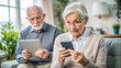 © Yekatseryna - Nervous confused elderly senior woman and man stressed worried with smartphone. Frustrated grandparents having problem with paying, buying online and payments. Internet fraud or scams