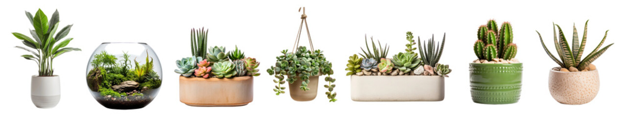 Poster - Potted houseplant png cut out element set