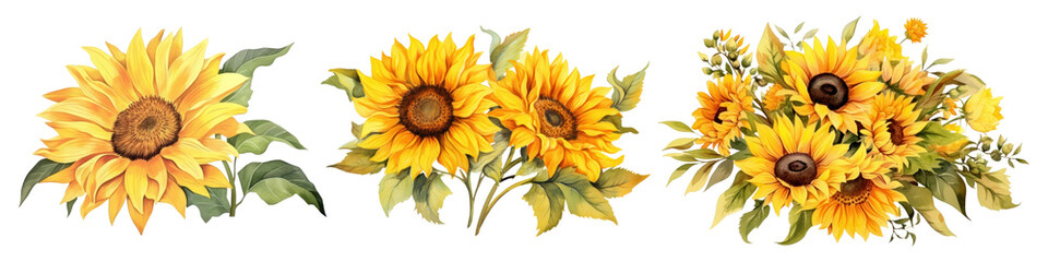 Sunflower png cut out element set