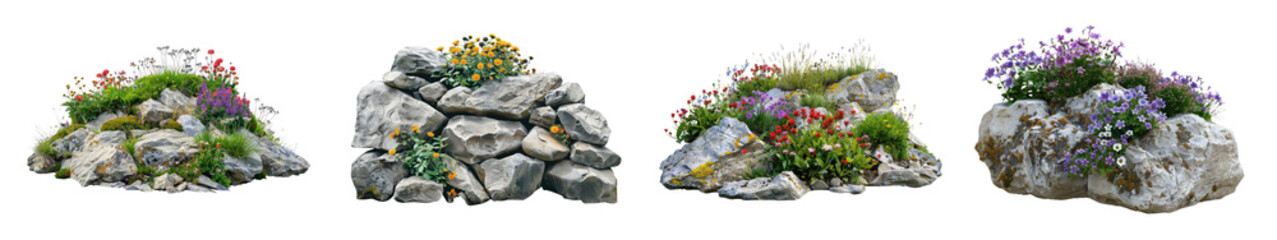 Wall Mural - Rock garden png cut out element set