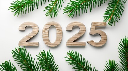 Wall Mural - A Christmas tree with a white background 2025