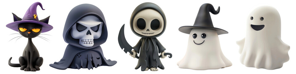 3d halloween png cut out element set