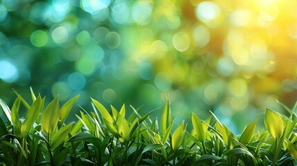 Wall Mural - Green Leaves in Bokeh Background