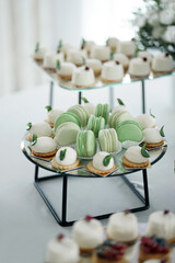 Wall Mural - Cookies with cream on a glass stand.