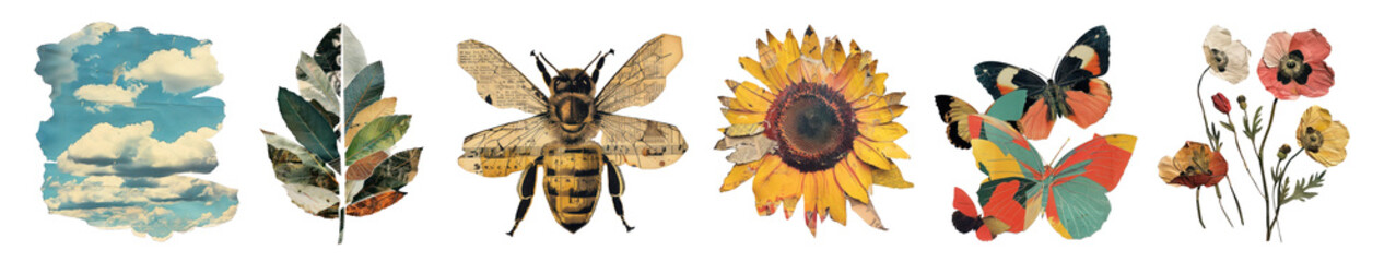 Wall Mural - nature craft collage png cut out element set