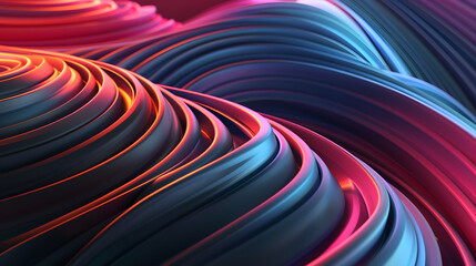 Wall Mural - Technology background. Black waves with pink and orange hues resemble movement or flow of big data.