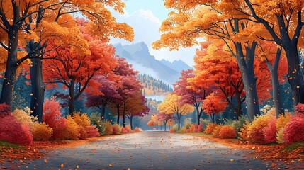 Sticker - Autumnal Forest Road