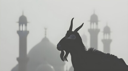 Wall Mural - Silhouette of a Goat in Front of a Mosque