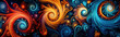 © Monktwins - Bright colorful background with spiral swirls and natural motifs.