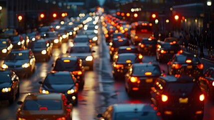 Wall Mural - Bustling Black Friday Traffic Jam in the City at Night