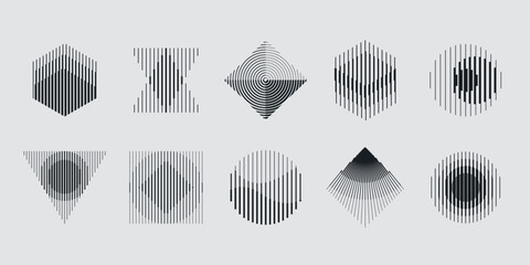 vector abstract shapes collection made with minimalist geometric forms and graphics elements for pos