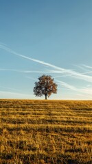 Sticker - A lone tree stands in a field of tall grass