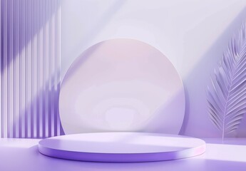 Canvas Print - A white and purple stage with a large round platform