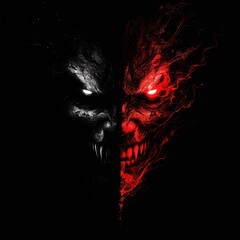 Poster - A scary face with red and black colors