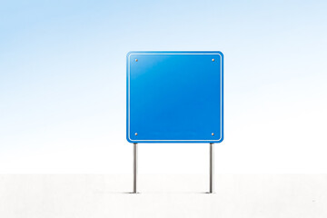 Poster - Blank blue road sign with white border on a white background