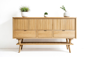 Poster - Wooden Cabinet with Shelf and Plants