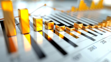 Aufkleber - A business presentation slide featuring a bar graph with detailed annotations.