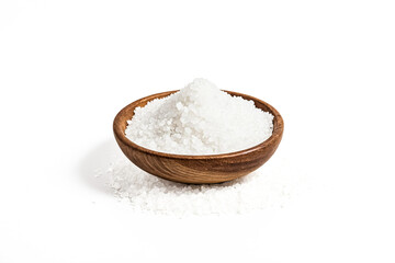 Wooden Bowl Filled with White Salt Crystals