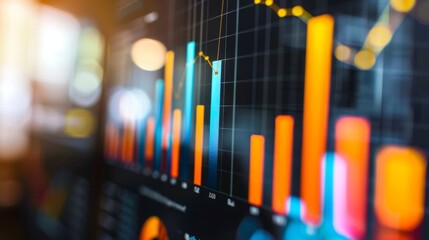 Leinwandbilder - A close-up of a bar graph on a computer screen showing quarterly sales data.