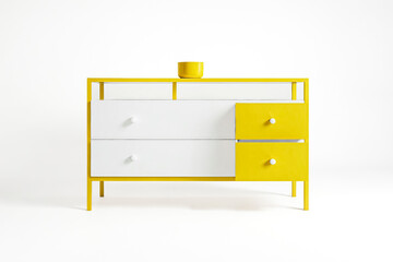 Poster - Yellow and White Modern Chest of Drawers