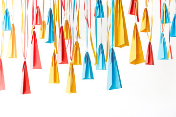 Sticker - Colorful Paper Bags Hanging with Ribbons