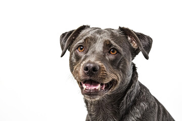 Sticker - Portrait of a Gray Dog with Brown Eyes