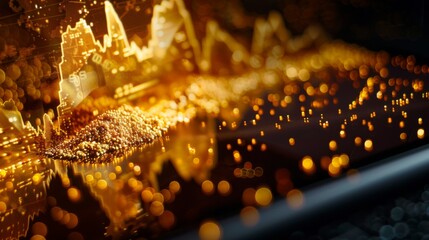 Aufkleber - A gold price graph showing a bullish trend, displayed on a digital tablet.