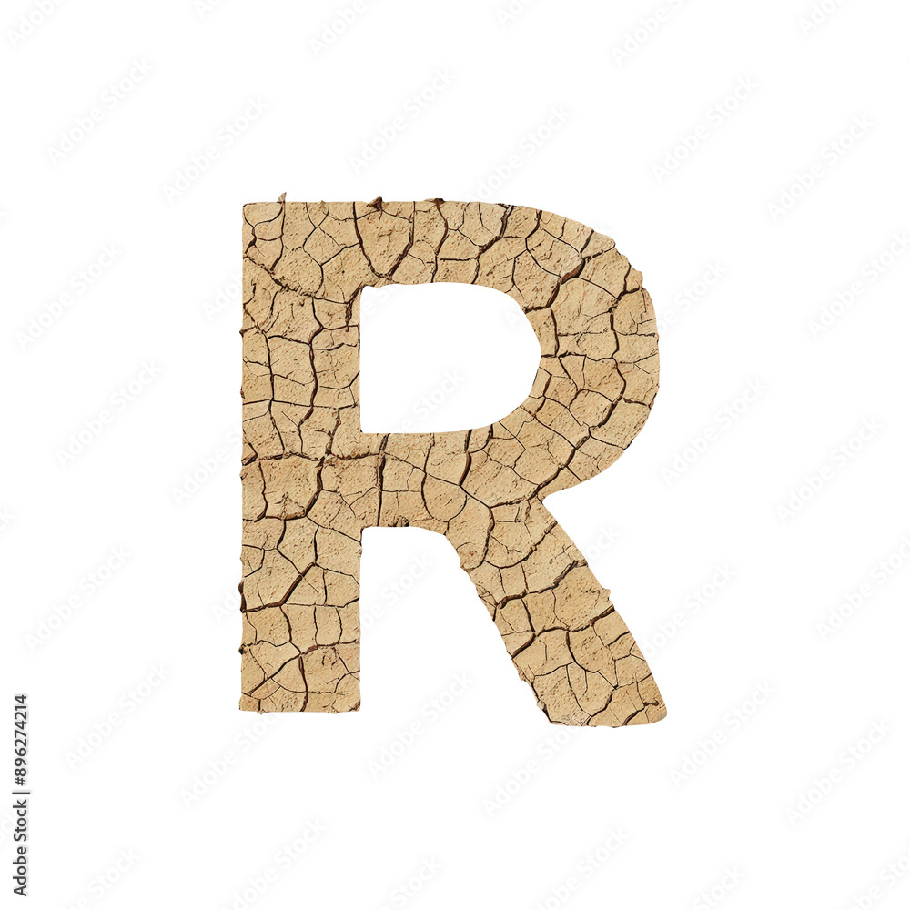 Letter R. Nature Inspired Cracked Earth dried out soil Artstyle ...