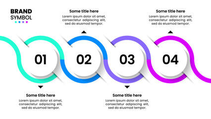 Wall Mural - Infographic template. 4 connected circles in a row with numbers