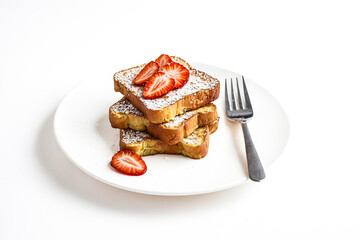 Wall Mural - French Toast with Strawberries and Powdered Sugar